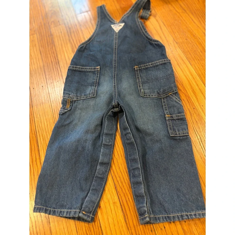 OshKosh Bgosh Toddler Boys Denim Vestbak Carpenter Overalls Blue 18 Months